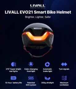 Livall EVO21 Black Medium - (Smart) Fietshelm - SOS Functie - LED Richtingaanwijzers - Smart Verlichting -Winkel Voor Fietsbenodigdheden 1030x1200