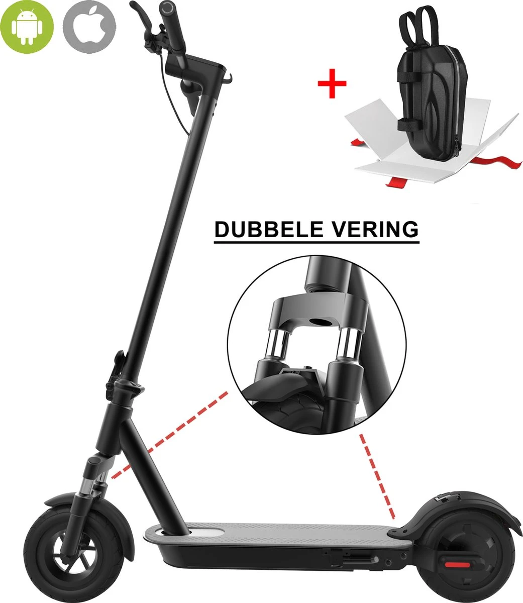 * SUPERDEAL * Techno PRO® TURBO - Premium Elektrische Step Voor Volwassenen En Kinderen - 30 Km/u - Dubbele Vering - E-Step - 8,5” Anti-lek Banden - Zwart - Inclusief Tas 3 * SUPERDEAL * Techno PRO® TURBO - Premium Elektrische Step Voor Volwassenen En Kinderen - 30 Km/u - Dubbele Vering - E-Step - 8,5” Anti-lek Banden - Zwart - Inclusief Tas