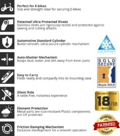 FoldyLock Forever Vouwslot Fietsslot 18/18 Gold Hoge Kwaliteit - Voor Elk Type Fiets - Met Houder 90cm -Winkel Voor Fietsbenodigdheden 1061x1200