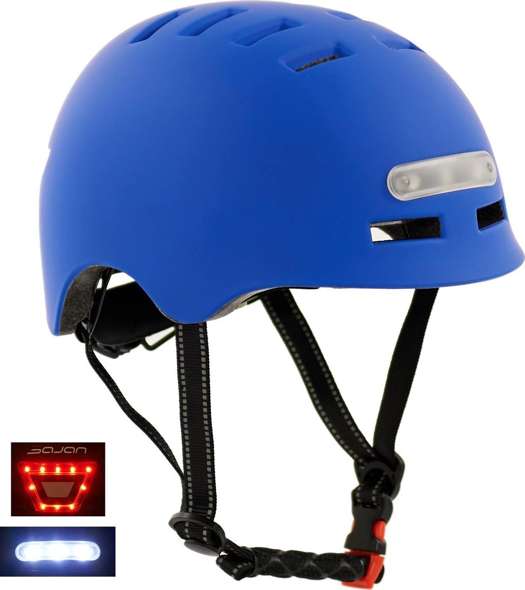 Sajan Fietshelm - Skatehelm Helm Mat-Blauw - LED Verlichting - Maat-S 3 Sajan Fietshelm - Skatehelm Helm Mat-Blauw - LED Verlichting - Maat-S