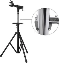 Merkloos Decopatent® PRO Montagestandaard Fiets - 360° Draaibaar - Verstelbaar + Gereedschapsbakje - Fiets Montage Reparatie Standaard -Winkel Voor Fietsbenodigdheden 1127x1200