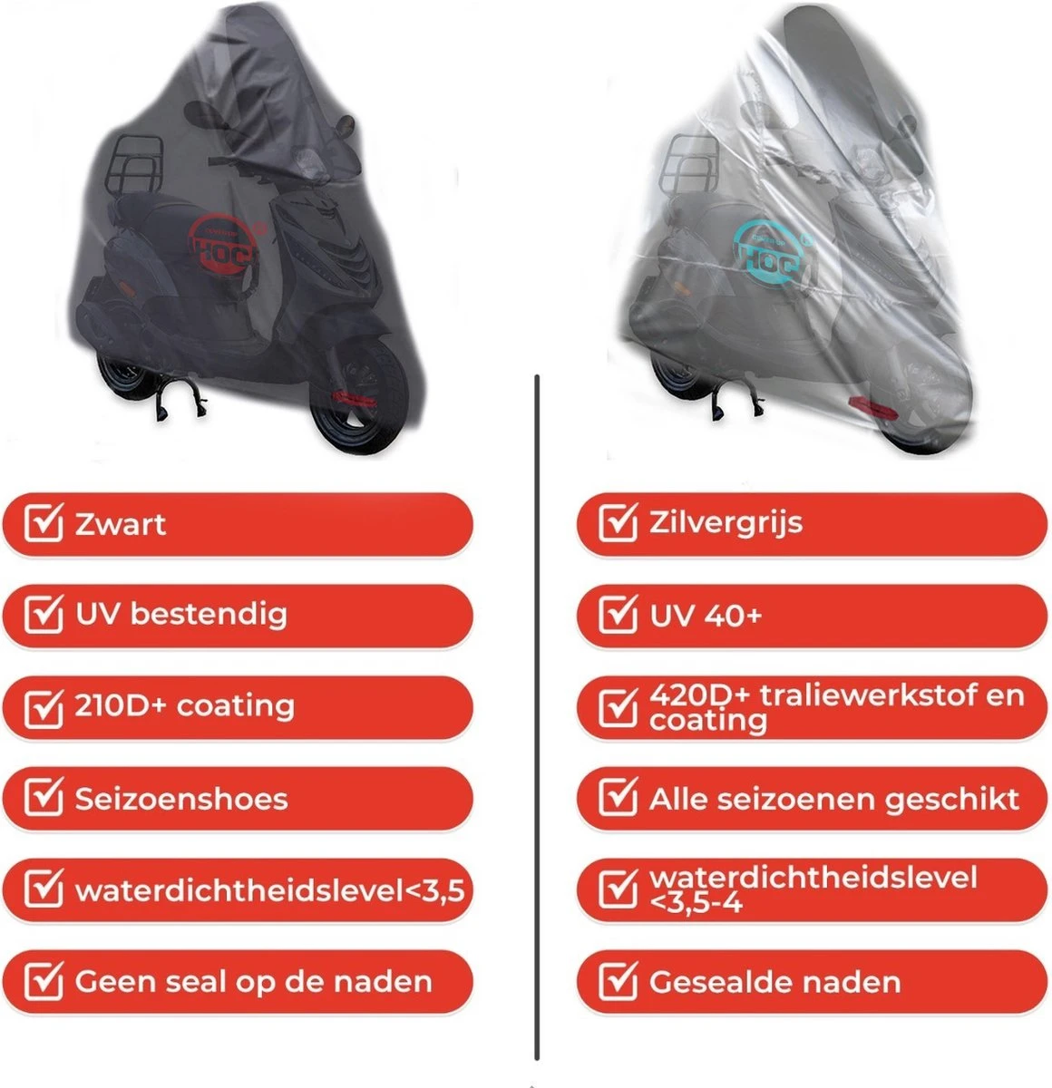 Piaggio Zip Met Scherm COVER UP HOC Scooterhoes Stofvrij / Ademend / Waterdicht Red Label 9 Piaggio Zip Met Scherm COVER UP HOC Scooterhoes Stofvrij / Ademend / Waterdicht Red Label - Afbeelding 7