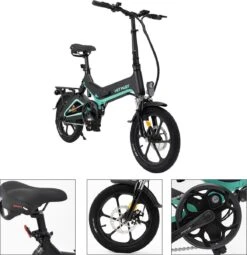 Merkloos Hitway 14F005 Elektrische Fiets E-bike | Opvouwbaar | 250W Motor | 7.5Ah | 16" | Zwart / Groen -Winkel Voor Fietsbenodigdheden 1164x1200 2