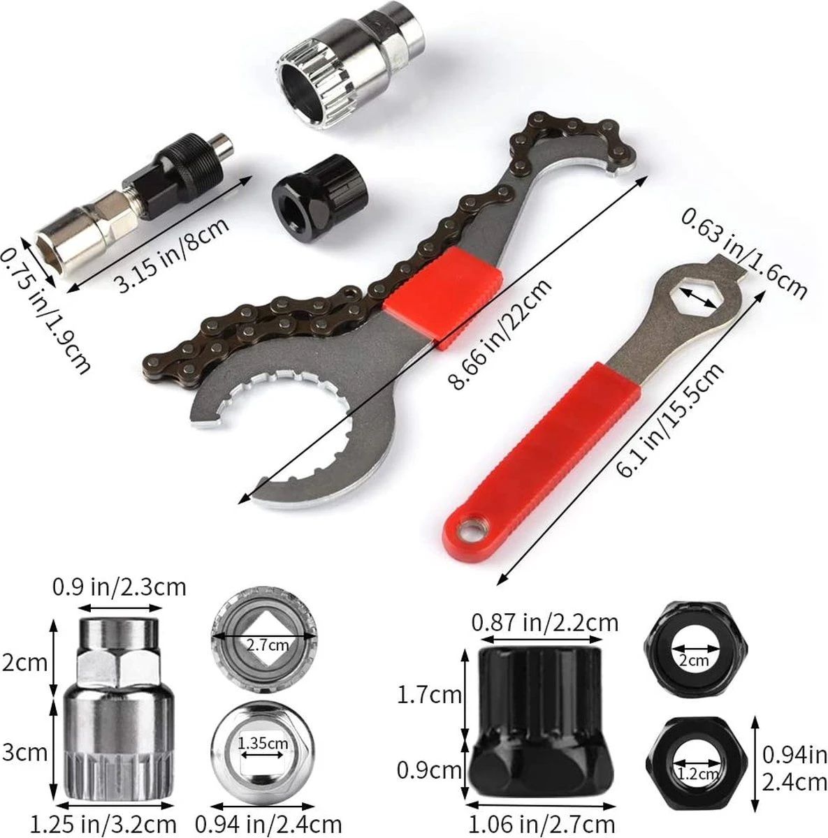 Merkloos Professionele Cassette Afnemer En Kettingzweep - Complete Set 4 Merkloos Professionele Cassette Afnemer En Kettingzweep - Complete Set - Afbeelding 2