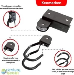 Century Goods Fietslift - Fietstakel - Fiets Ophangsysteem - Met Valbeveiliging | 60 Kg Draagkracht -Winkel Voor Fietsbenodigdheden 1185x1200