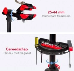 LifeGoods Fiets Montagestandaard - Fietsreparatie Racefiets / MTB - Incl. Stuurhouder - Zwart/Rood -Winkel Voor Fietsbenodigdheden 1200x1148