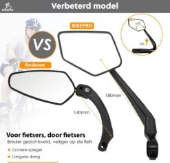 BikePro Verstelbare Fietsspiegel Set Incl. Reflectoren - Links & Rechts - Achteruitkijkspiegel Fiets - Geschikt Voor E Bike, Fiets, Motor, Step -Winkel Voor Fietsbenodigdheden 1200x1153 2