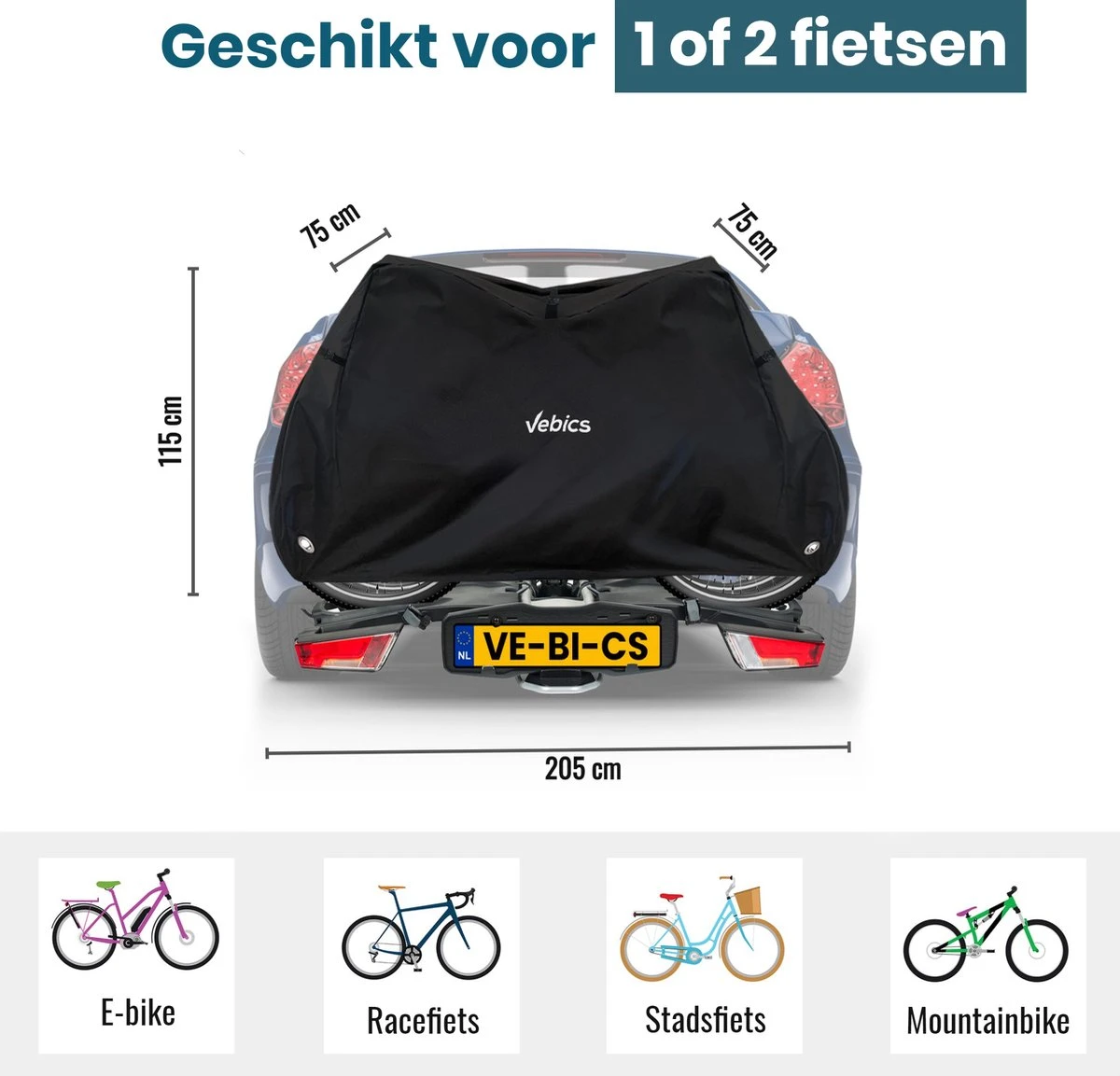 Vebics® Fietshoes Voor 2 Fietsen Fietsendrager - Waterdicht - Elektrische Fiets - Fietsbeschermhoes 6 Vebics® Fietshoes Voor 2 Fietsen Fietsendrager - Waterdicht - Elektrische Fiets - Fietsbeschermhoes - Afbeelding 4