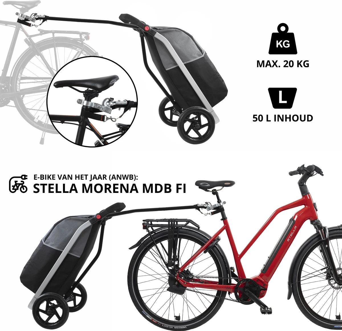 Shoppingcruiser 2 In 1 Boodschappentrolley Voor Achter De Fiets - Fietskar - Robuuste Boodschappenwagen - Allround Bagagekar 9 Shoppingcruiser 2 In 1 Boodschappentrolley Voor Achter De Fiets - Fietskar - Robuuste Boodschappenwagen - Allround Bagagekar - Afbeelding 7