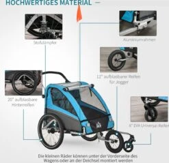 HOMCOM 3-in-1 Kinderaanhanger Jogger Fietskar Voor 2 Kinderen Aluminium 440-018 15 HOMCOM 3-in-1 Kinderaanhanger Jogger Fietskar Voor 2 Kinderen Aluminium 440-018 -Winkel Voor Fietsbenodigdheden 1200x1161 2