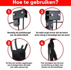 Century Goods Fietslift - Fietstakel - Fiets Ophangsysteem - Met Valbeveiliging | 60 Kg Draagkracht -Winkel Voor Fietsbenodigdheden 1200x1178