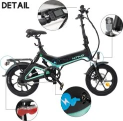 Merkloos Hitway 14F005 Elektrische Fiets E-bike | Opvouwbaar | 250W Motor | 7.5Ah | 16" | Zwart / Groen -Winkel Voor Fietsbenodigdheden 1200x1178 3