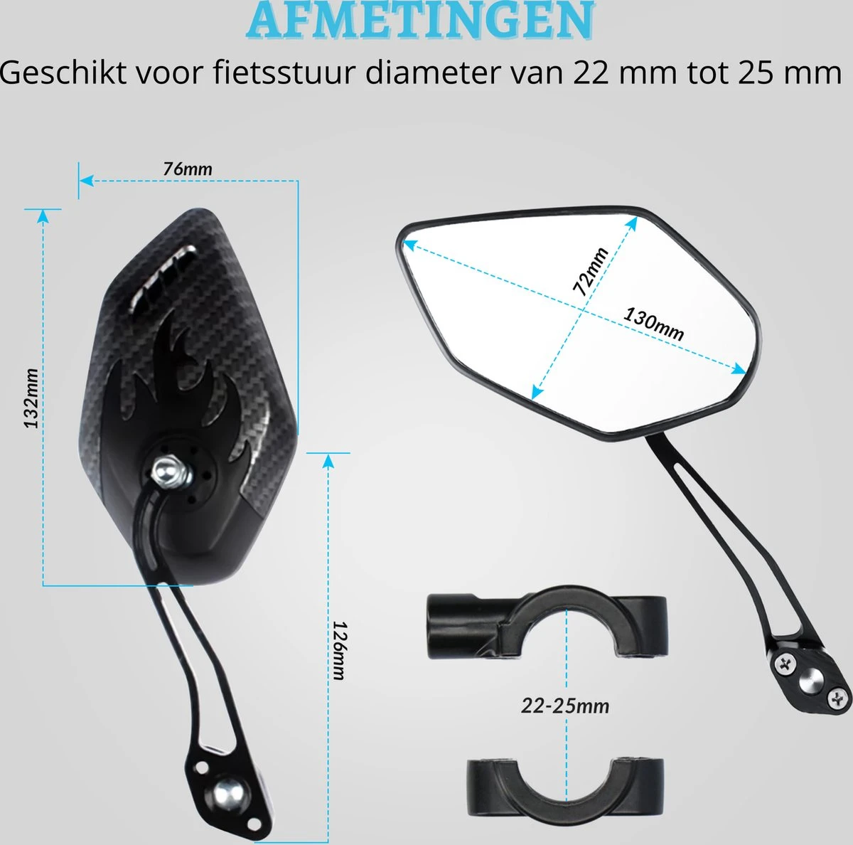 NueNext Fietsspiegel Ebike 2 Stuks – Achteruitkijk Spiegel Op Stuur – Multi-verstelbaar – 360 Rotatie - Speed-pedelec 14 NueNext Fietsspiegel Ebike 2 Stuks – Achteruitkijk Spiegel Op Stuur – Multi-verstelbaar – 360 Rotatie - Speed-pedelec - Afbeelding 12