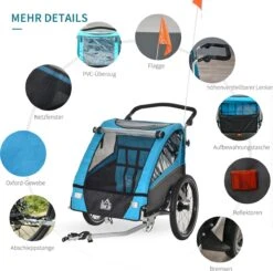 HOMCOM 3-in-1 Kinderaanhanger Jogger Fietskar Voor 2 Kinderen Aluminium 440-018 20 HOMCOM 3-in-1 Kinderaanhanger Jogger Fietskar Voor 2 Kinderen Aluminium 440-018 -Winkel Voor Fietsbenodigdheden 1200x1189 2