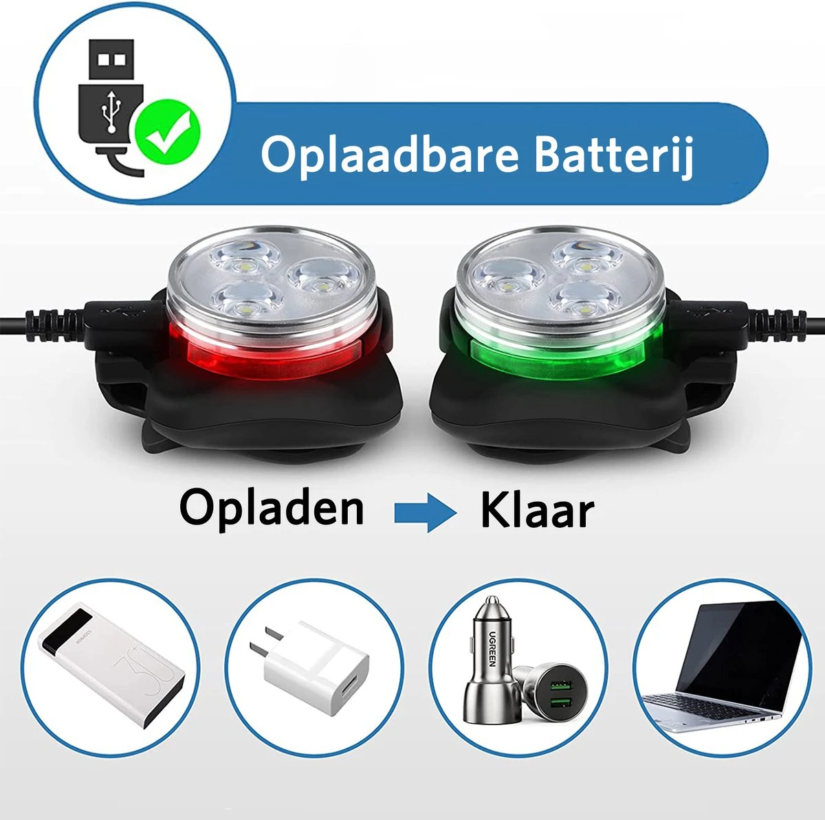 Fietsverlichting USB Oplaadbaar - Waterdicht Fietslamp - LED Fietslampjes - Voorlicht En Achterlicht - Voor Fiets 4 Fietsverlichting USB Oplaadbaar - Waterdicht Fietslamp - LED Fietslampjes - Voorlicht En Achterlicht - Voor Fiets - Afbeelding 2