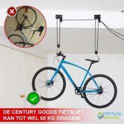 Century Goods Fietslift - Fietstakel - Fiets Ophangsysteem - Met Valbeveiliging | 60 Kg Draagkracht -Winkel Voor Fietsbenodigdheden 1200x1198