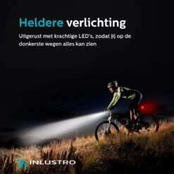 Inlustro Fietslamp Set - Voorlicht / Achterlicht - LED Fietslampjes Rood En Wit - Fietslicht Koplamp - Waterdicht - USB Oplaadbaar -Winkel Voor Fietsbenodigdheden 1200x1200 119