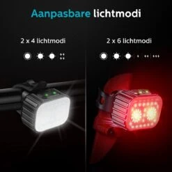 Inlustro Fietslamp Set - Voorlicht / Achterlicht - LED Fietslampjes Rood En Wit - Fietslicht Koplamp - Waterdicht - USB Oplaadbaar -Winkel Voor Fietsbenodigdheden 1200x1200 121