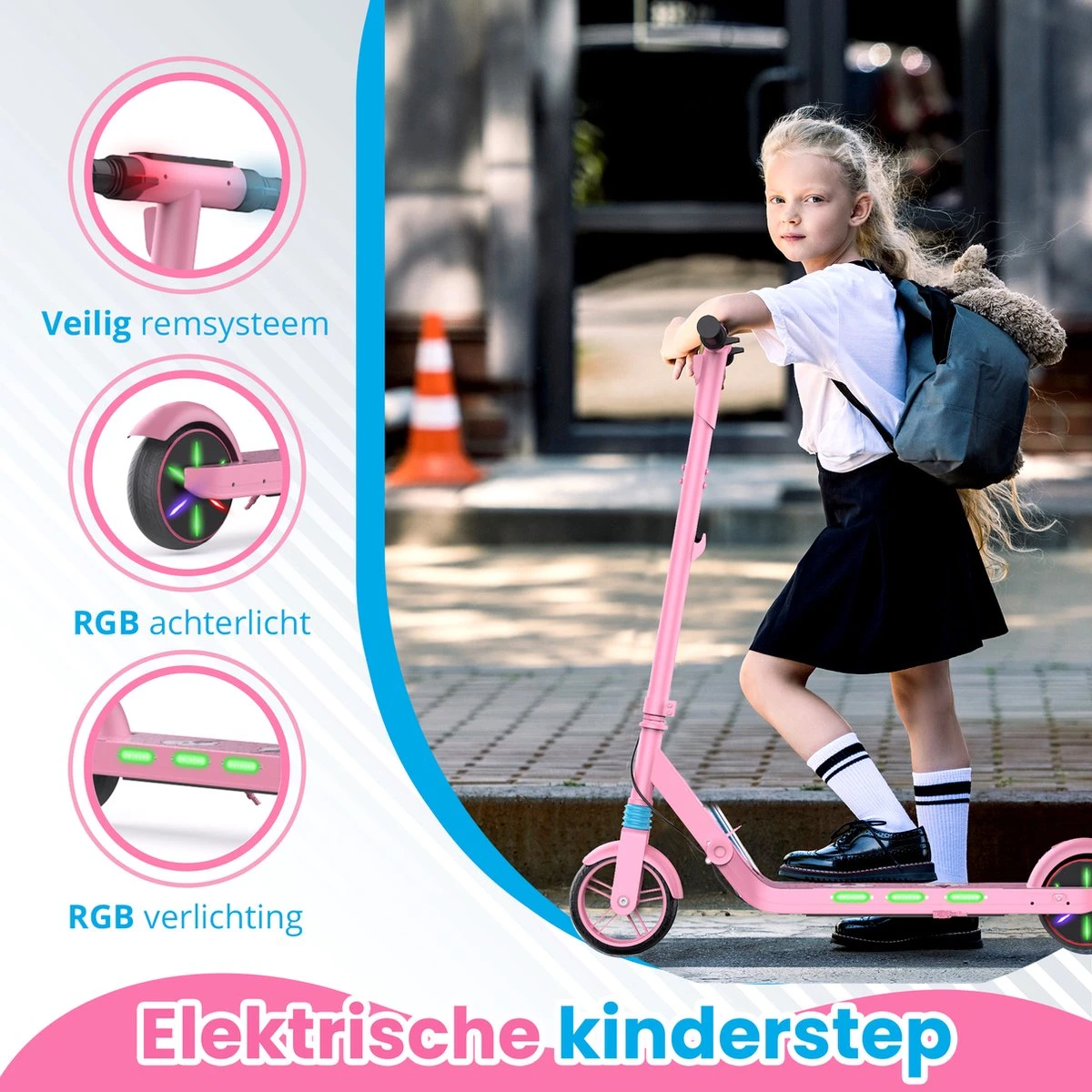 Stay-on Kes 1 Roze - Elektrische Step Voor Kinderen Met Bluetooth Speaker En Led Color Lights - Met Nederlandse Handleiding 4 Stay-on Kes 1 Roze - Elektrische Step Voor Kinderen Met Bluetooth Speaker En Led Color Lights - Met Nederlandse Handleiding - Afbeelding 2