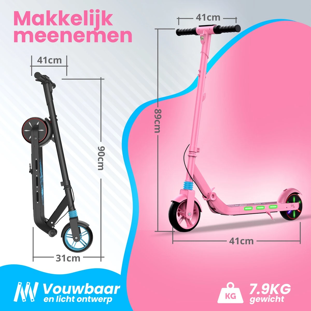 Stay-on Kes 1 Roze - Elektrische Step Voor Kinderen Met Bluetooth Speaker En Led Color Lights - Met Nederlandse Handleiding 7 Stay-on Kes 1 Roze - Elektrische Step Voor Kinderen Met Bluetooth Speaker En Led Color Lights - Met Nederlandse Handleiding - Afbeelding 5