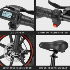 OUXI - V5 - 16 Inch - Elektrische Fiets - E Bike - Elektrische Vouwfiets - APP IOS/ Android - 500W Motor - 15Ah Lithuim Ion Batterij - Zwart -Winkel Voor Fietsbenodigdheden 1200x1200 296