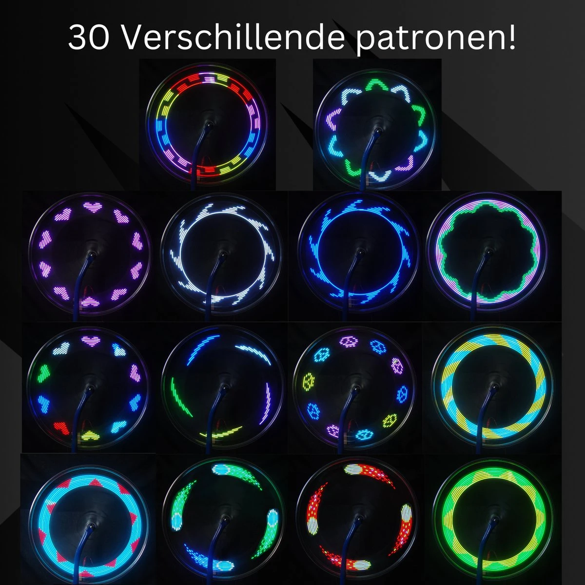 Spaakverlichting- Spaakverlichting Met Bewegingssenor- Spaakverlichting Kinderfiets- LED Voor Wiel- Waterdicht- 32 Verschillende Patronen- Makkelijk Te Installeren 6 Spaakverlichting- Spaakverlichting Met Bewegingssenor- Spaakverlichting Kinderfiets- LED Voor Wiel- Waterdicht- 32 Verschillende Patronen- Makkelijk Te Installeren - Afbeelding 4