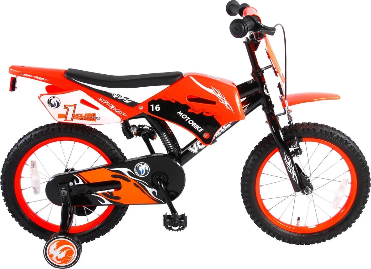 Volare Motorbike Kinderfiets - Jongens - 16 Inch - Oranje - 95% Afgemonteerd 3 Volare Motorbike Kinderfiets - Jongens - 16 Inch - Oranje - 95% Afgemonteerd