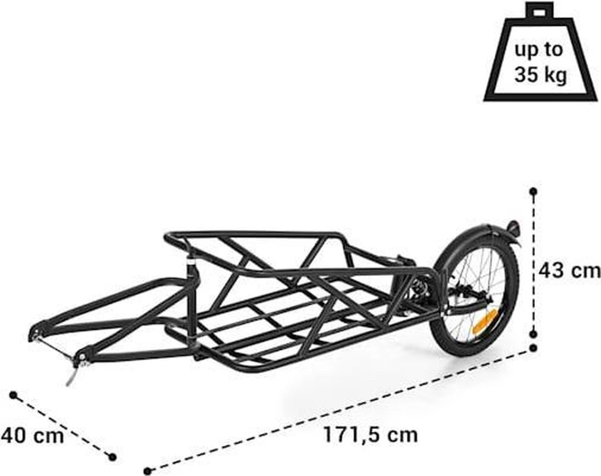 Klarfit Follower Fietsaanhanger Set - Fietskar 16" Luchtband - Aanhangwagen 35 Kg Belastbaarheid - Transporttas 120 Liter 4 Klarfit Follower Fietsaanhanger Set - Fietskar 16" Luchtband - Aanhangwagen 35 Kg Belastbaarheid - Transporttas 120 Liter - Afbeelding 2