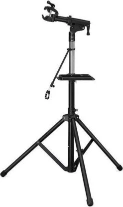 Merkloos Decopatent® PRO Montagestandaard Fiets - 360° Draaibaar - Verstelbaar + Gereedschapsbakje - Fiets Montage Reparatie Standaard -Winkel Voor Fietsbenodigdheden 718x1200