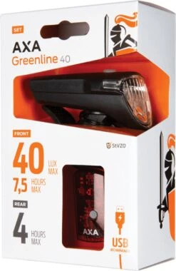 AXA Greenline 40 Lux - LED Fietslampjes Voor En Achter - Fietsverlichting USB Oplaadbaar -Winkel Voor Fietsbenodigdheden 781x1200