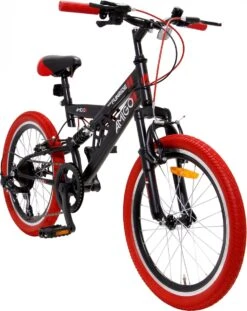 Amigo Fun Ride - Mountainbike 20 Inch - Voor Jongens En Meisjes - Met 7 Versnellingen - Zwart/Rood -Winkel Voor Fietsbenodigdheden 954x1200